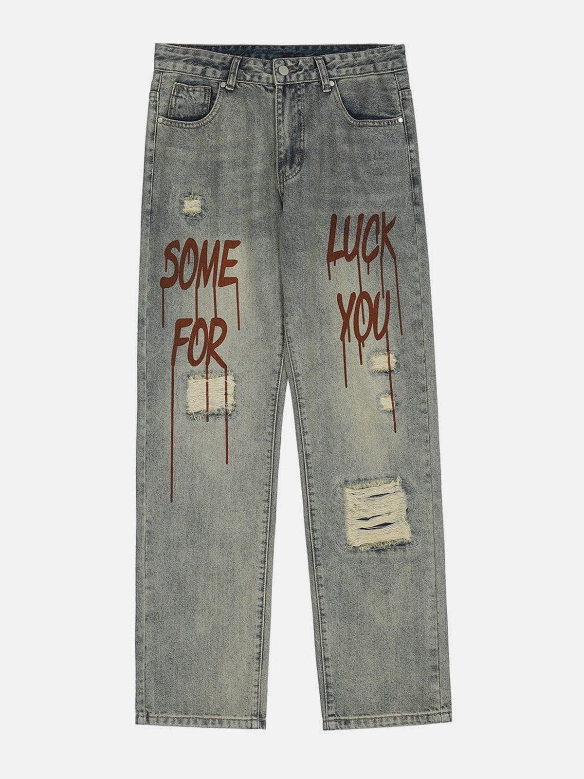 Eprezzy® - Broken Letters Jeans Streetwear Fashion - eprezzy.com