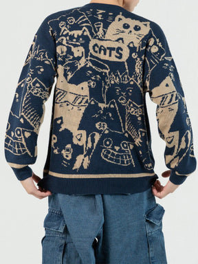 Eprezzy® - Cartoon Cat Knit Sweater Streetwear Fashion - eprezzy.com