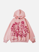Eprezzy® - Cartoon Line Character Print Hoodie Streetwear Fashion - eprezzy.com