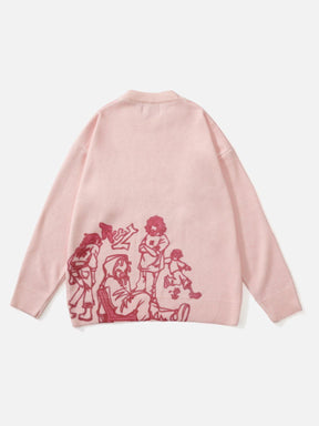 Eprezzy® - Cartoon Line Character Print Sweater Streetwear Fashion - eprezzy.com