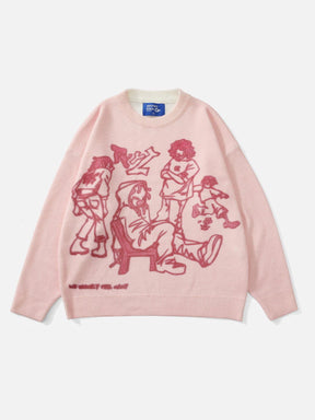 Eprezzy® - Cartoon Line Character Print Sweater Streetwear Fashion - eprezzy.com