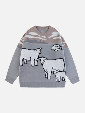 Eprezzy® - Colorblock Cow Jacquard Sweater Streetwear Fashion - eprezzy.com