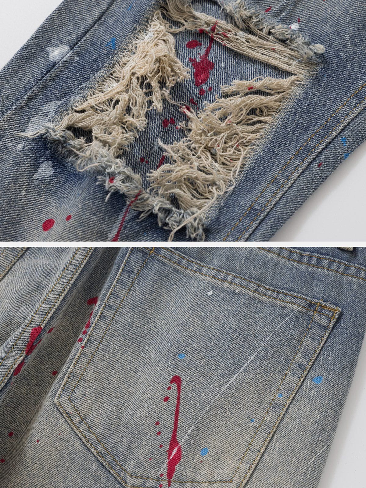 Eprezzy® - Distressed Splashed Ink Graffiti Jeans Streetwear Fashion - eprezzy.com