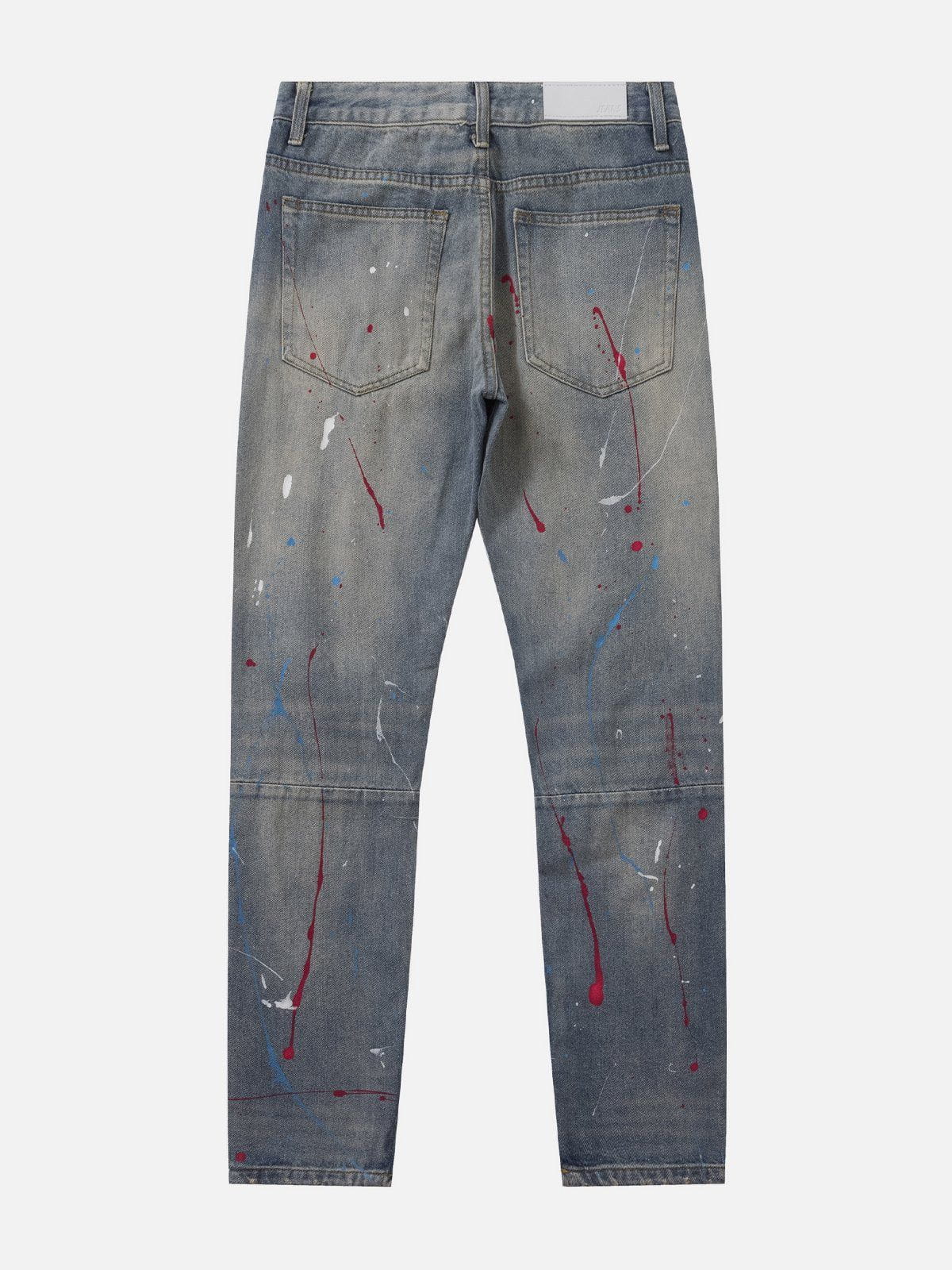 Eprezzy® - Distressed Splashed Ink Graffiti Jeans Streetwear Fashion - eprezzy.com