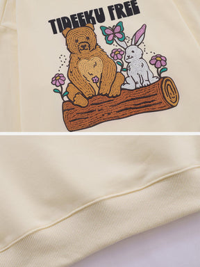 Eprezzy® - Embroidery Bear Rabbit Sweatshirt Streetwear Fashion - eprezzy.com
