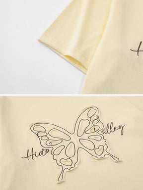 Eprezzy® - Embroidery Butterfly Tee Streetwear Fashion - eprezzy.com