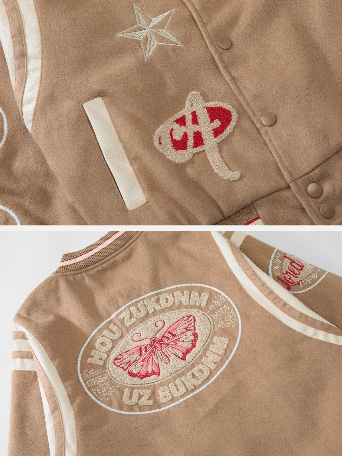 Eprezzy® - Embroidery Butterfly Varsity Jacket Streetwear Fashion - eprezzy.com