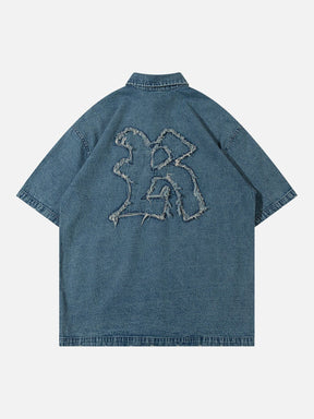 Eprezzy® - Embroidery Denim Short Sleeve Shirts Streetwear Fashion - eprezzy.com