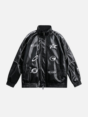 Eprezzy® - Embroidery Motorcycle Leather Jacket Streetwear Fashion - eprezzy.com