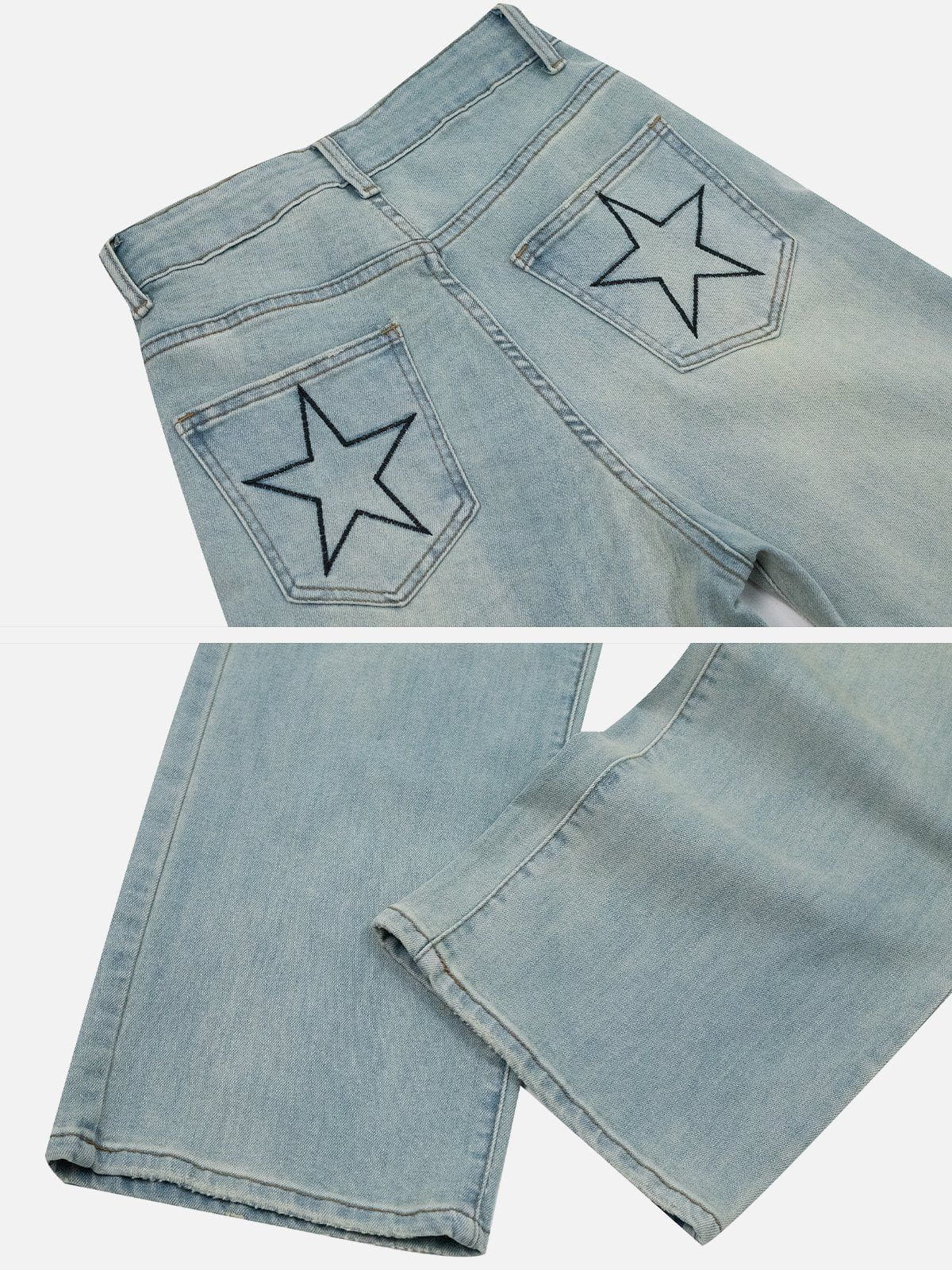 Eprezzy® - Embroidery Star Jeans Streetwear Fashion - eprezzy.com