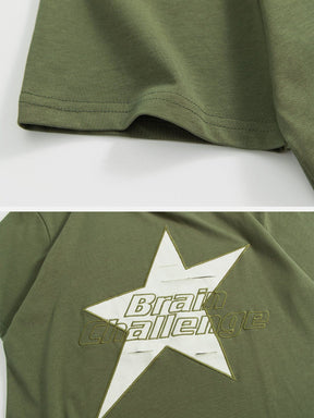 Eprezzy® - Embroidery Star Letter Print Tee Streetwear Fashion - eprezzy.com