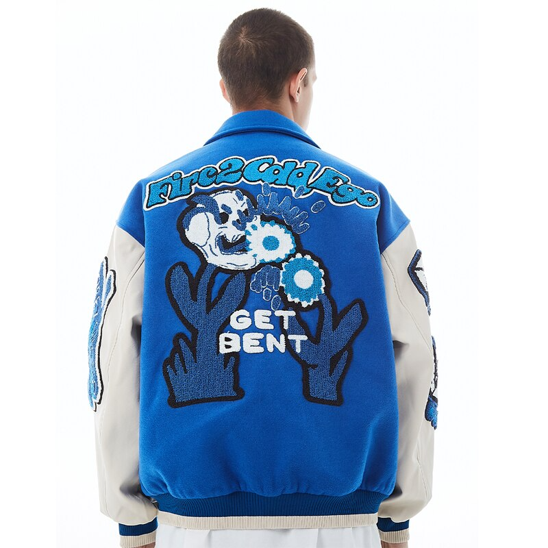 Eprezzy® - FIRE BLUE Baseball Jacket Streetwear Fashion - eprezzy.com