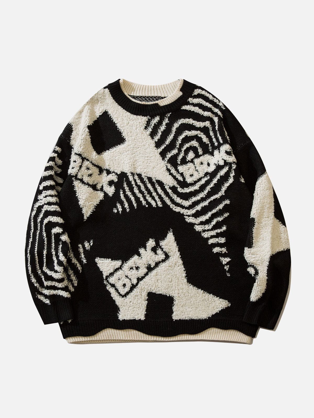 Eprezzy® - Fake-Two Flocking Patchwork Sweater Streetwear Fashion - eprezzy.com