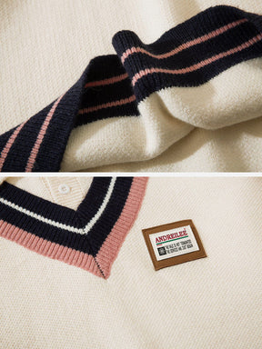 Eprezzy® - Fake Two-Piece Contrast Color POLO Sweater Streetwear Fashion - eprezzy.com