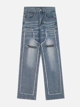 Eprezzy® - Fake Two Piece Raw Jeans Streetwear Fashion - eprezzy.com