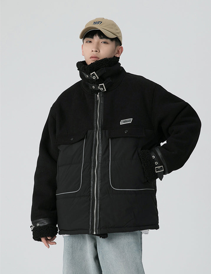 Eprezzy® - Faux Wool Black Jacket Streetwear Fashion - eprezzy.com