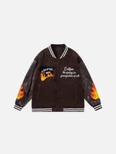 Eprezzy® - Flame Embroidery Varsity Jacket Streetwear Fashion - eprezzy.com