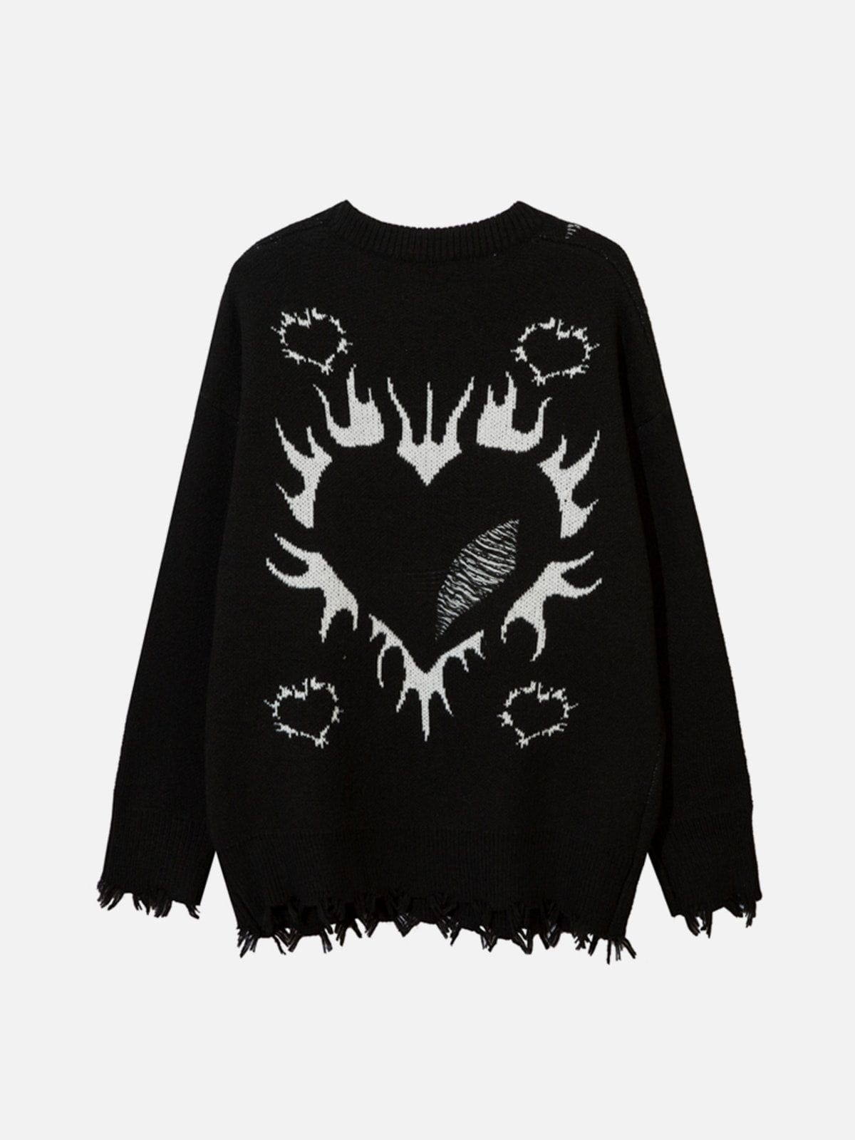 Eprezzy® - Flame Heart Jacquard Sweater Streetwear Fashion - eprezzy.com