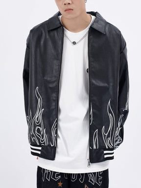 Eprezzy® - Flame Letter Print Jacket Streetwear Fashion - eprezzy.com