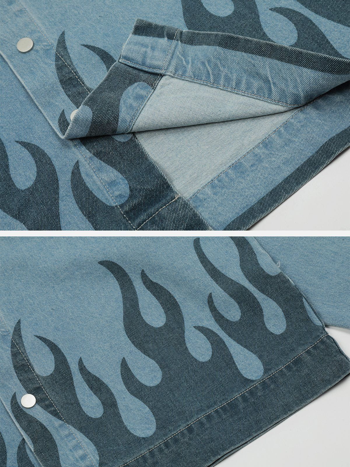 Eprezzy® - Flame Print Denim Jacket Streetwear Fashion - eprezzy.com