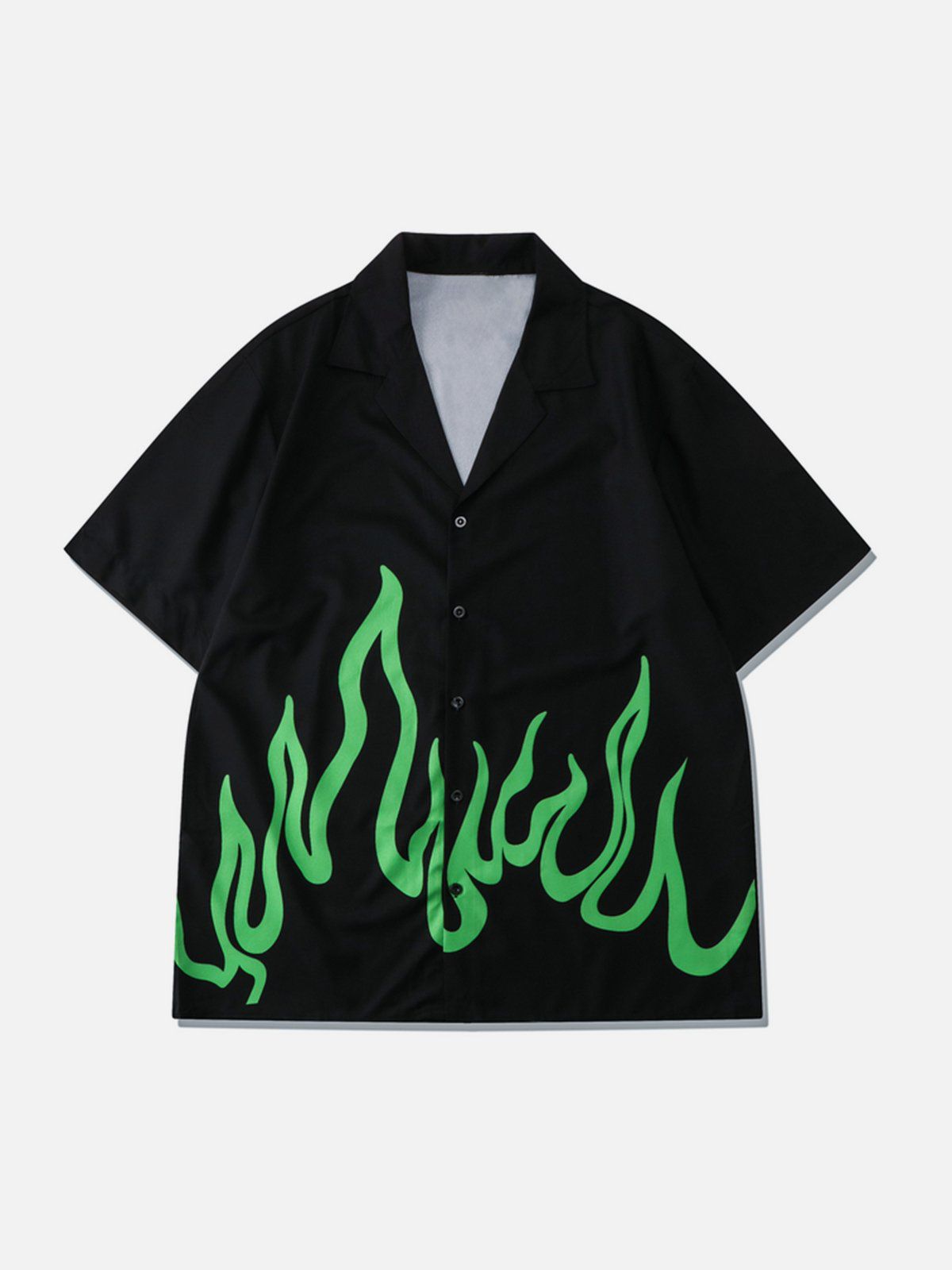 Eprezzy® - Flame Print Short Sleeve Shirt Streetwear Fashion - eprezzy.com