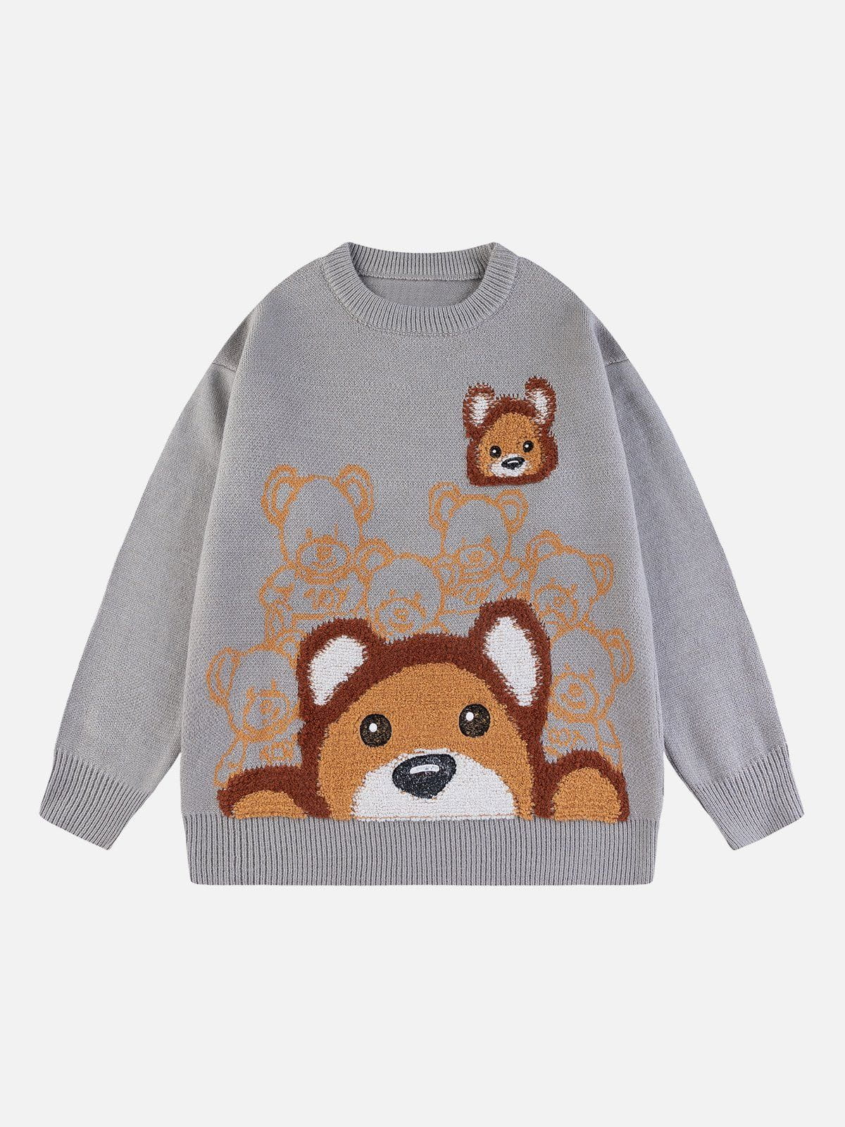 Eprezzy® - Flocked Bear Sweater Streetwear Fashion - eprezzy.com