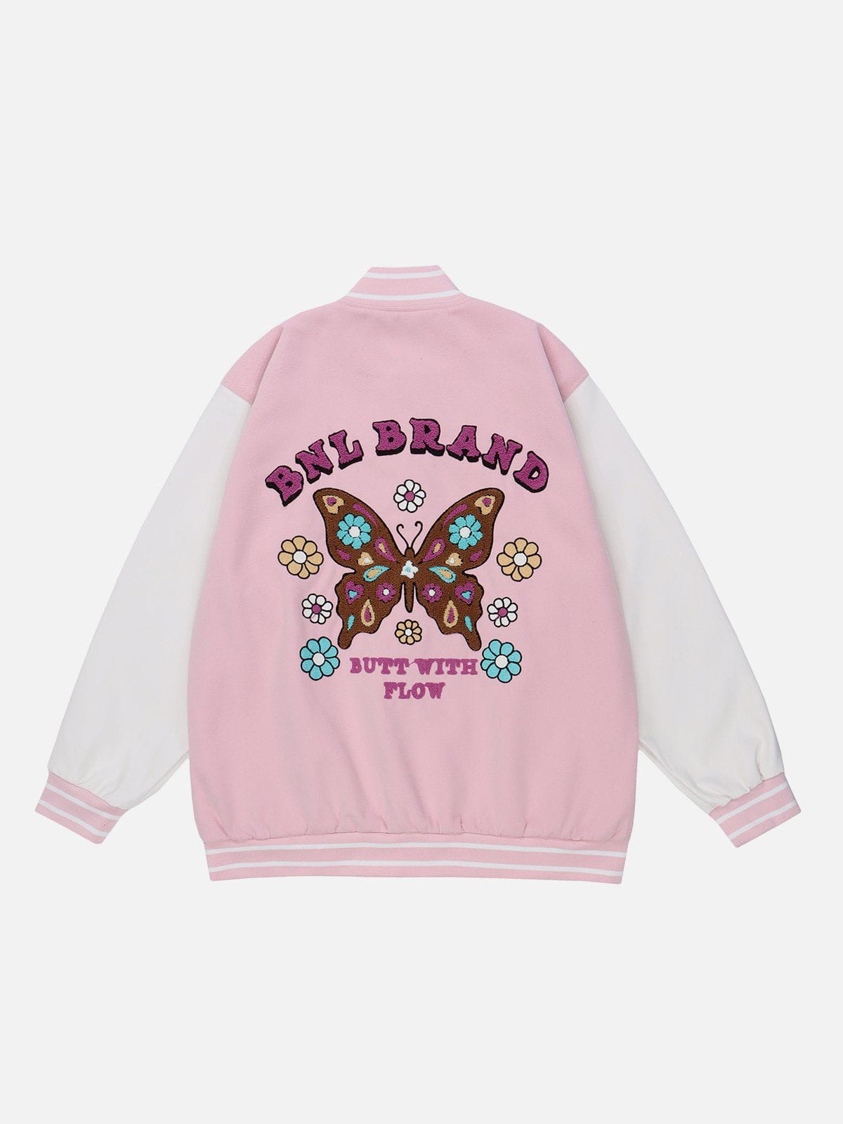 Eprezzy® - Flocked Butterfly Varsity Jacket Streetwear Fashion - eprezzy.com