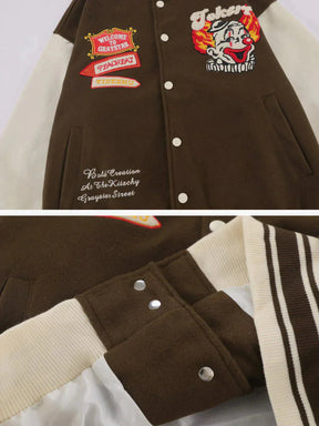 Eprezzy® - Flocked Carousel Varsity Jacket Streetwear Fashion - eprezzy.com