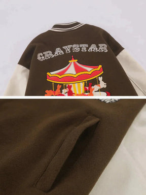 Eprezzy® - Flocked Carousel Varsity Jacket Streetwear Fashion - eprezzy.com