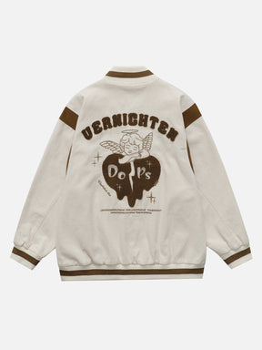 Eprezzy® - Flocked Heart Angel Varsity Jacket Streetwear Fashion - eprezzy.com