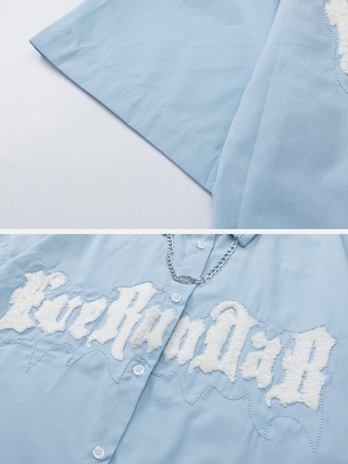 Eprezzy® - Flocked Letter Necklace Design Short Sleeve Shirts Streetwear Fashion - eprezzy.com