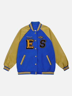 Eprezzy® - Flocked Letter Print Varsity Jacket Streetwear Fashion - eprezzy.com
