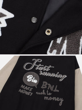 Eprezzy® - Flocked Letters Varsity Jacket Streetwear Fashion - eprezzy.com