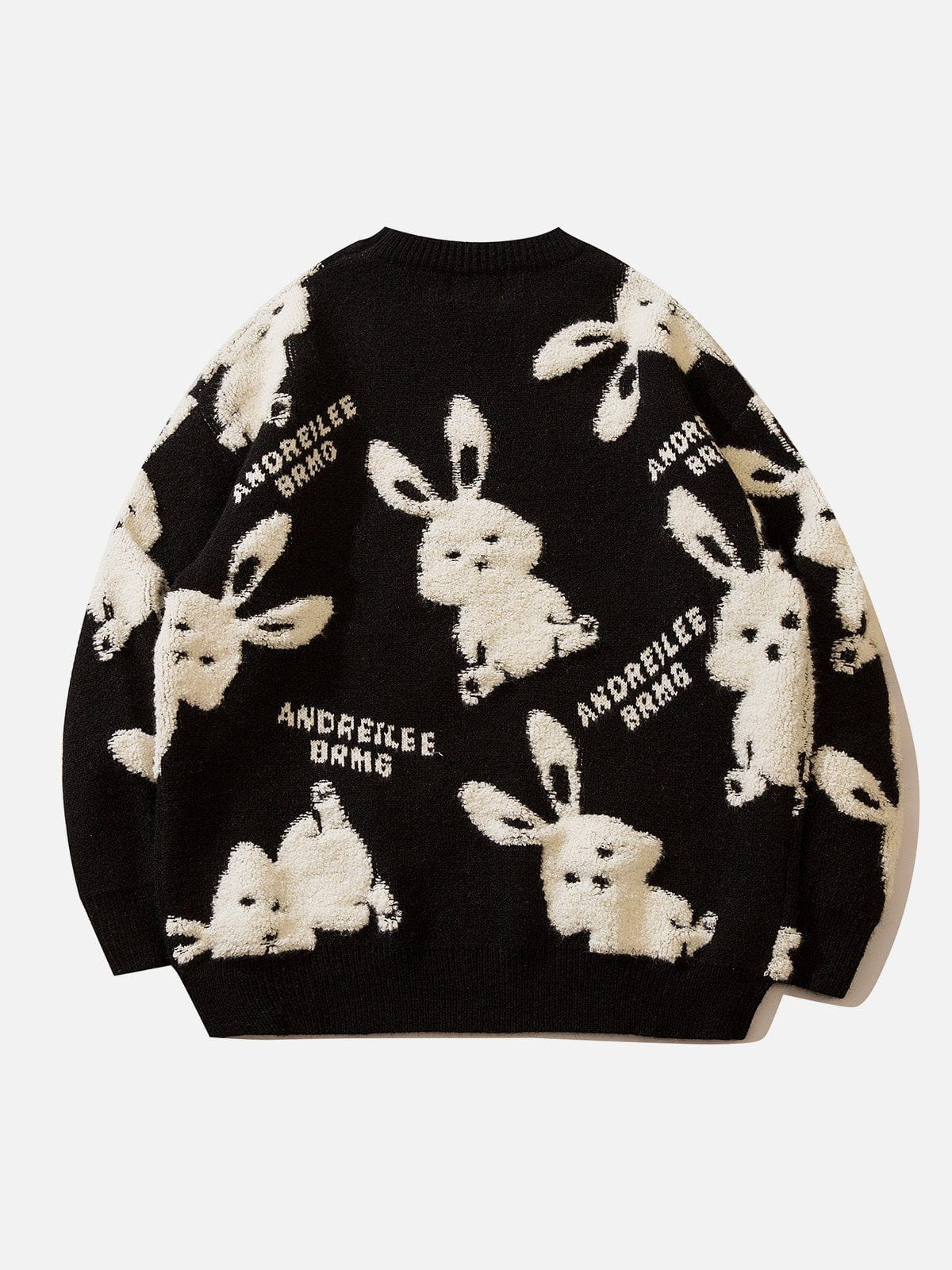 Eprezzy® - Flocked Rabbit Jacquard Sweater Streetwear Fashion - eprezzy.com