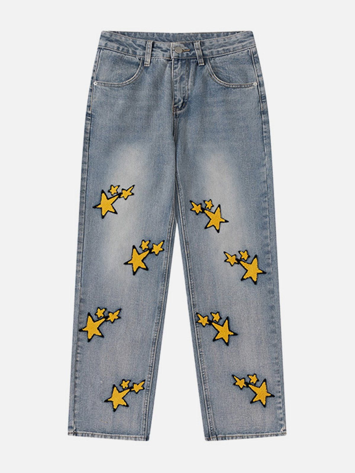 Eprezzy® - Flocked Star Jeans Streetwear Fashion - eprezzy.com