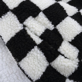 Eprezzy® - Flocking Letters Checkerboard Sherpa Winter Coat Streetwear Fashion - eprezzy.com