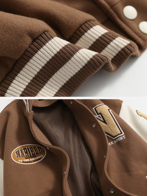 Eprezzy® - Flocking Letters PU Sleeves Varsity Jacket Streetwear Fashion - eprezzy.com