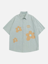 Eprezzy® - Flower Applique Short Sleeve Shirts Streetwear Fashion - eprezzy.com