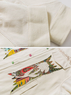 Eprezzy® - Flower Patchwork Embroidery Denim Jacket Streetwear Fashion - eprezzy.com