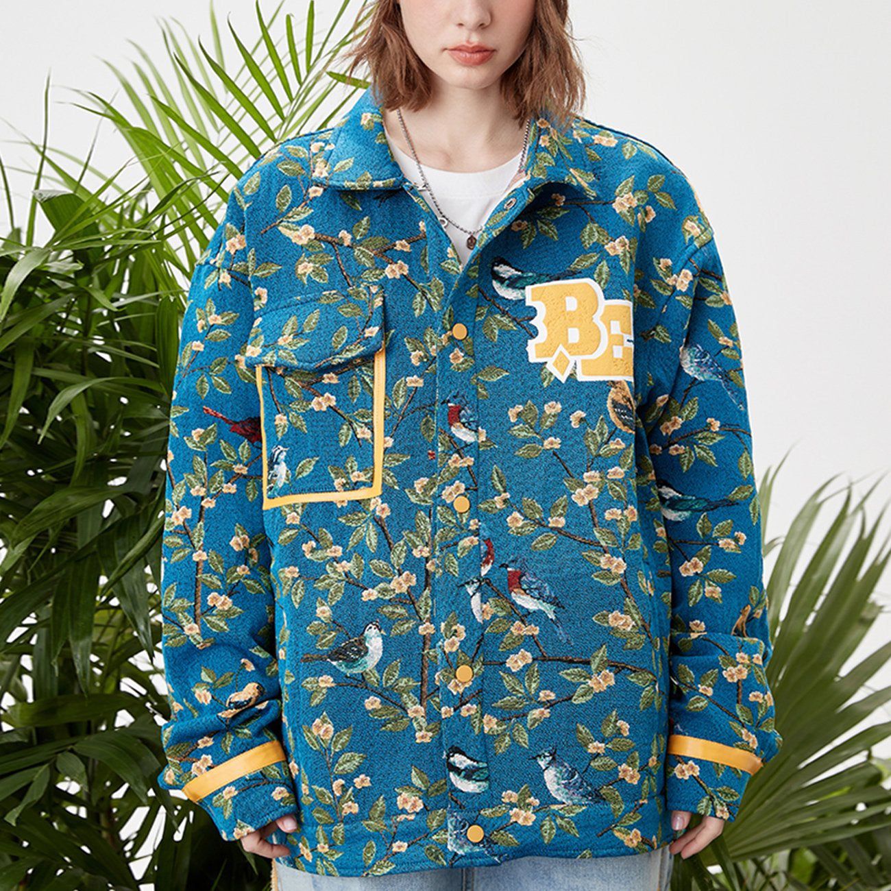 Eprezzy® - Foam Letters Flower Print Jacket Streetwear Fashion - eprezzy.com