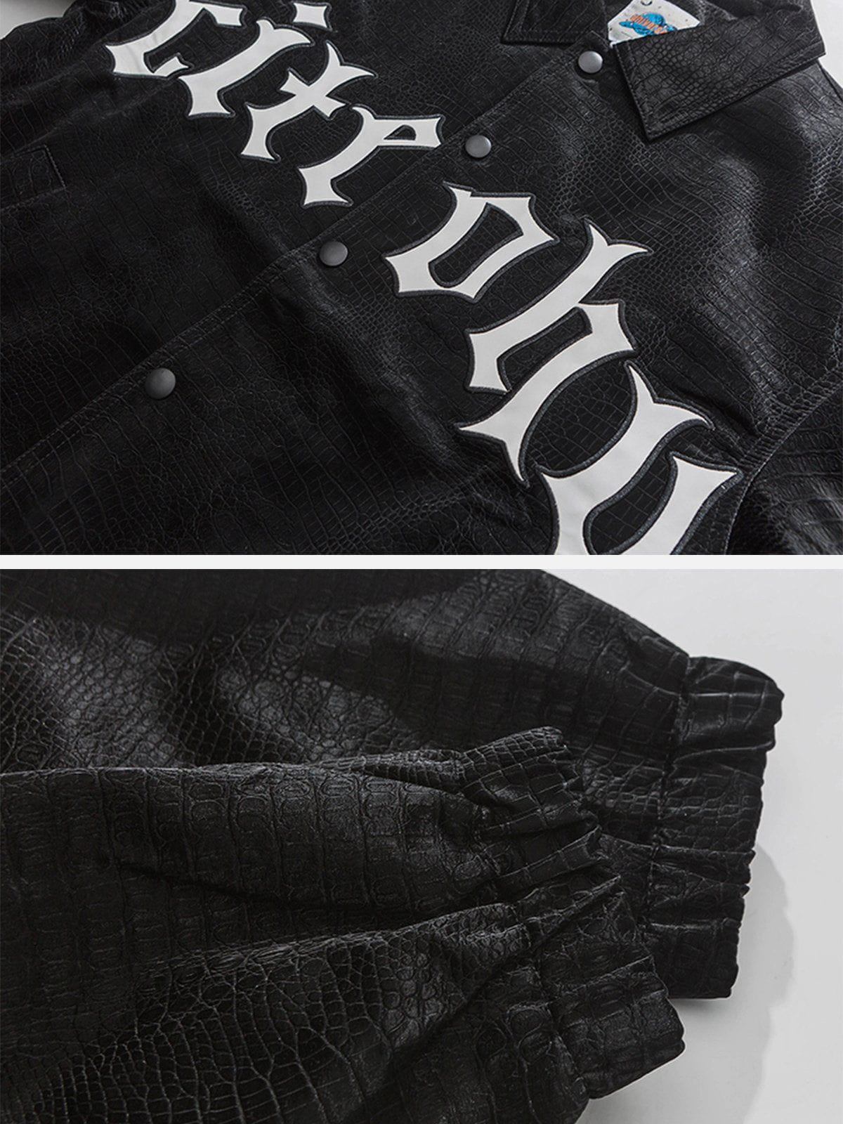 Eprezzy® - Gothic Letter Embroidered Leather Jacket Streetwear Fashion - eprezzy.com