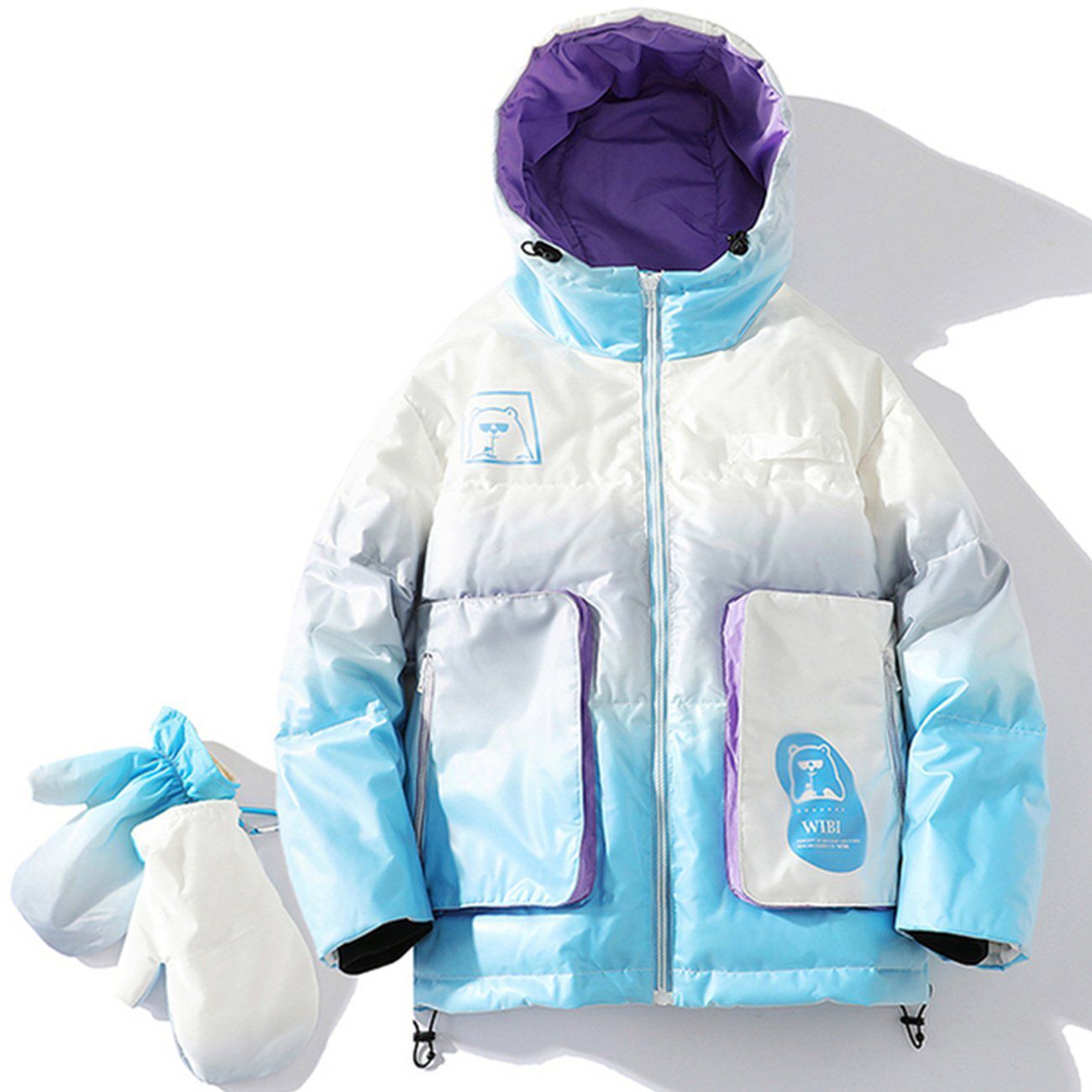 Eprezzy® - Gradient Bear Hood Winter Coat Streetwear Fashion - eprezzy.com