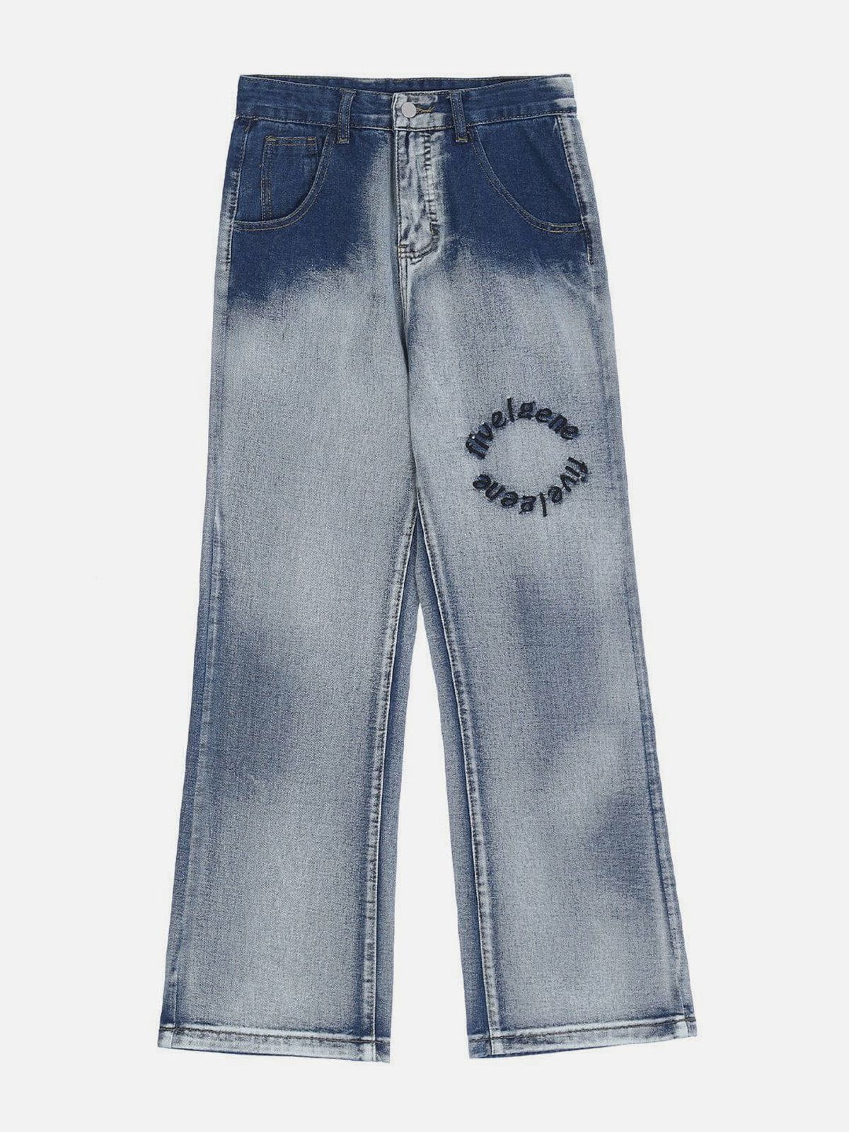 Eprezzy® - Gradient Letter Embroidered Jeans Streetwear Fashion - eprezzy.com