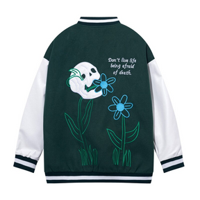 Eprezzy® - Green Flower Varsity Jacket Streetwear Fashion - eprezzy.com