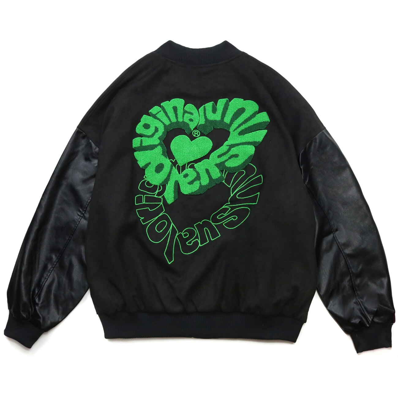Eprezzy® - Green Heart Embroidered Jacket Streetwear Fashion - eprezzy.com