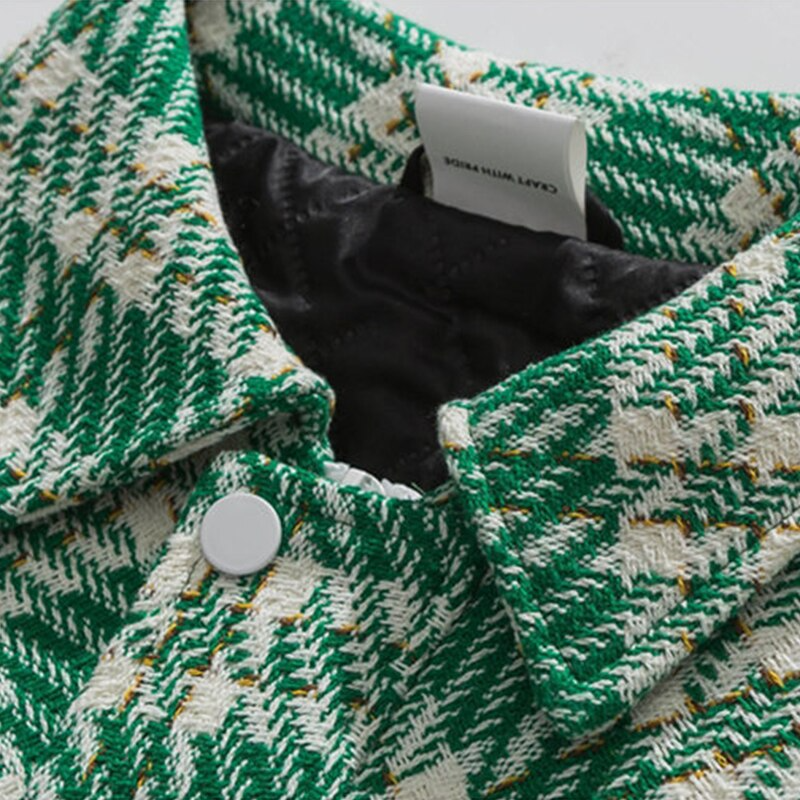 Eprezzy® - Green Square Pattern Jacket Streetwear Fashion - eprezzy.com