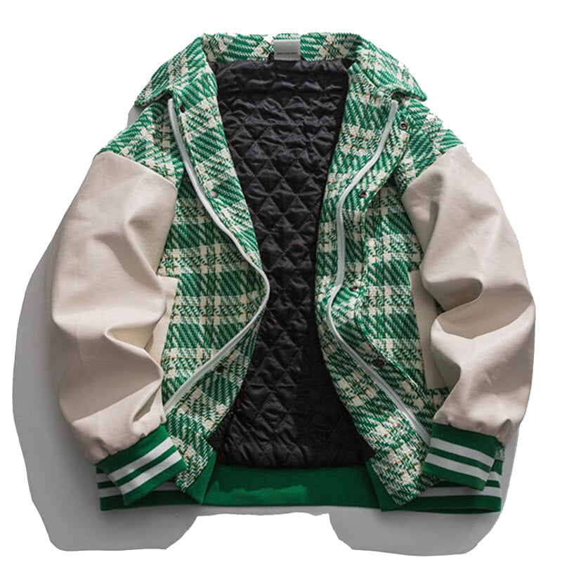 Eprezzy® - Green Square Pattern Jacket Streetwear Fashion - eprezzy.com