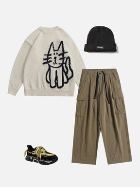 Eprezzy® - Hand Drawn Cat Sweater Streetwear Fashion - eprezzy.com