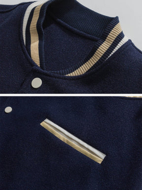 Eprezzy® - Heart Earth Flocked Embroidered Varsity Jacket Streetwear Fashion - eprezzy.com