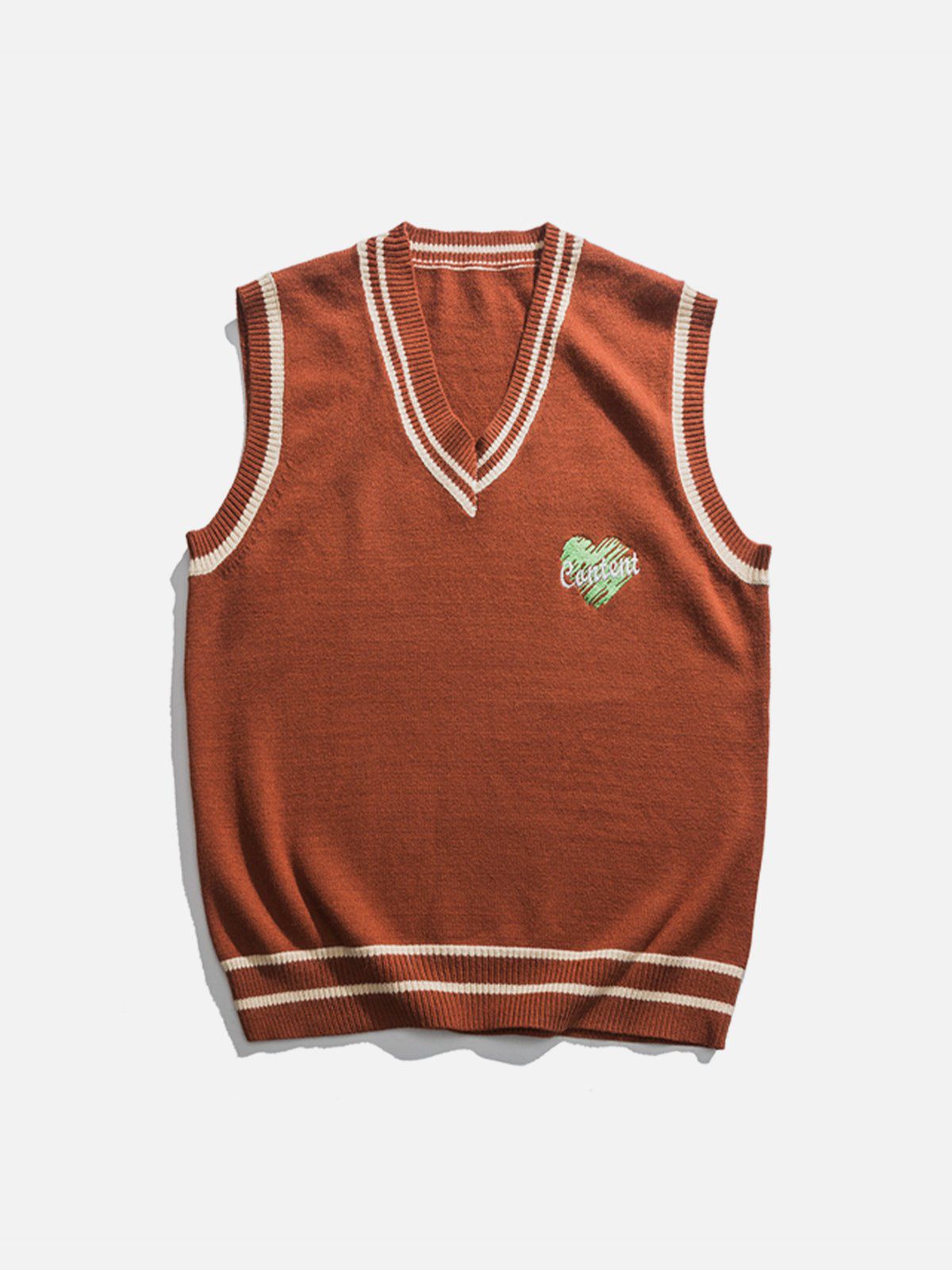 Eprezzy® - Heart Embroidered Sweater Vest Streetwear Fashion - eprezzy.com